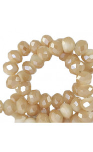 Faceted glass beads 6x4mm disc Chadwick brown-pearl shine coating